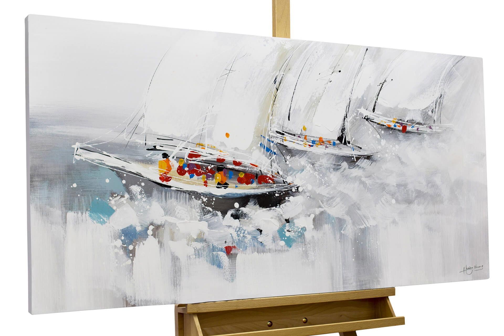 ACRYLBILD HANDGEMALT 120/60 cm - Grau, Holz/Textil (120/60cm) - KUNSTLOFT