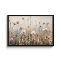 POSTER MIT RAHMENGERAHMTES BILD Blumen - Rosa - Modern - Beige 90x60 cm - Beige, Papier (90/60cm) - MuchoWow