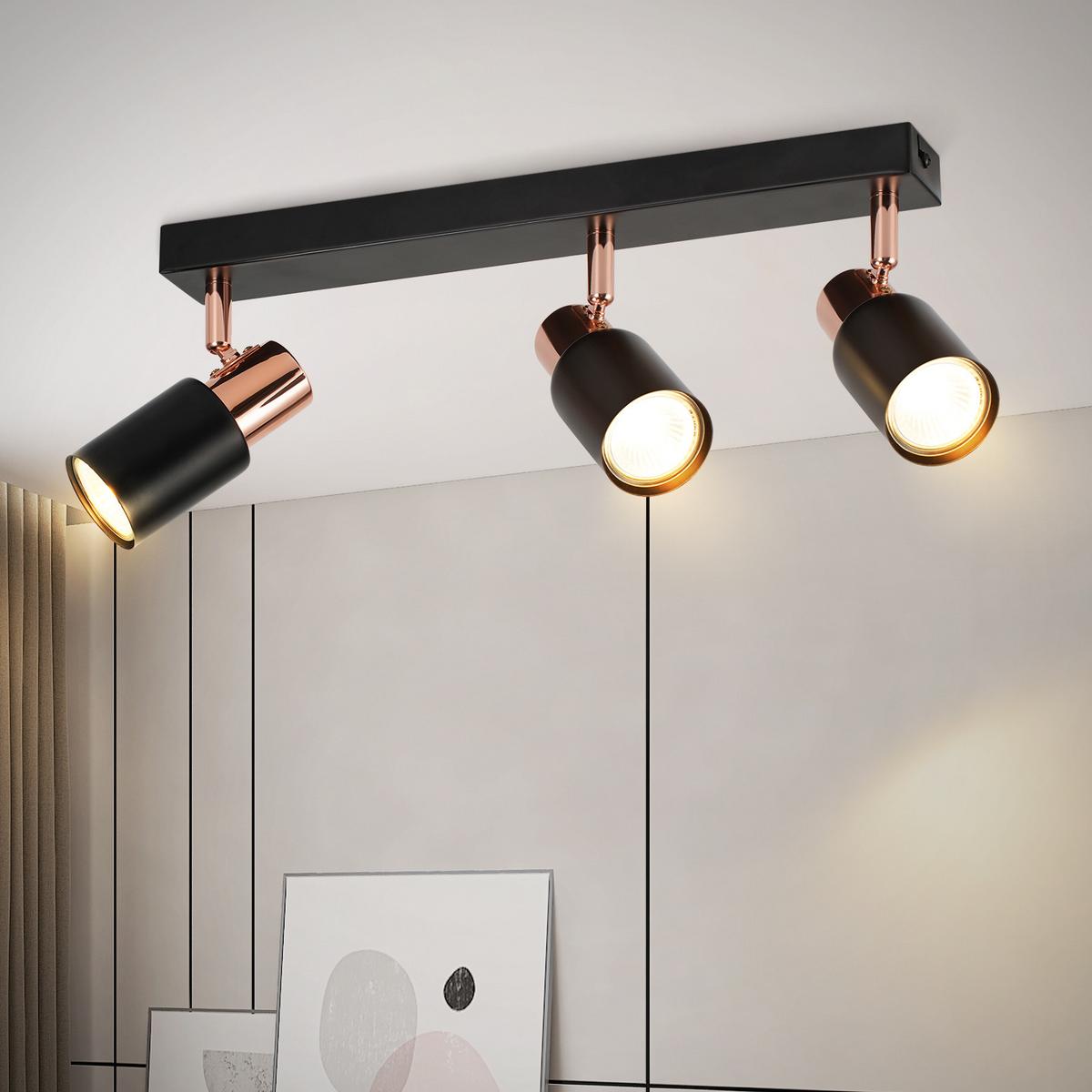 DECKENSTRAHLER Altena 3-flammig 38/14/12 cm - Schwarz, Metall (38/14/12cm) - Nettlife