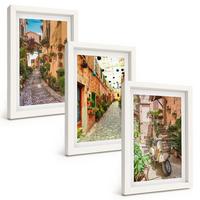 BILDER SET 3er Set - 20x30 cm Weißer Rahmen - Straßen, Blumen, italienisches Flair - Weiß, Kunststoff (20/30cm) - TULUP
