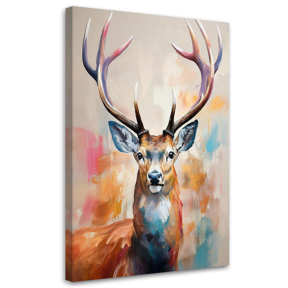 WANDBILD hirschtiere bemalt - Multicolor, Textil (40/60cm) - Feeby