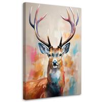 WANDBILD hirschtiere bemalt - Multicolor, Textil (40/60cm) - Feeby