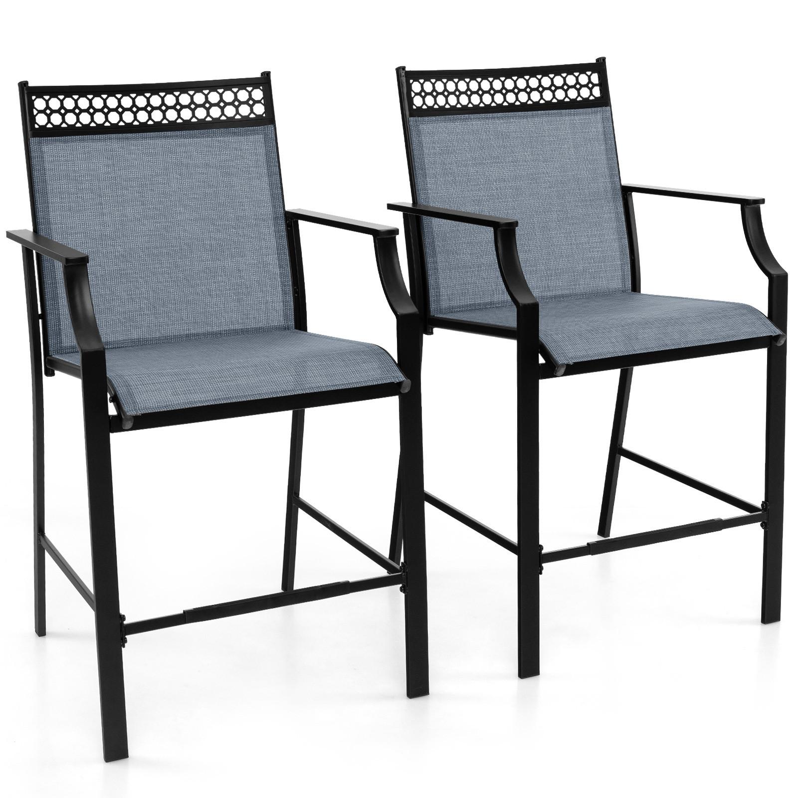 GARTENSTÜHLE Blau(2er-Set) - Blau, Metall (66/114/62cm) - COSTWAY
