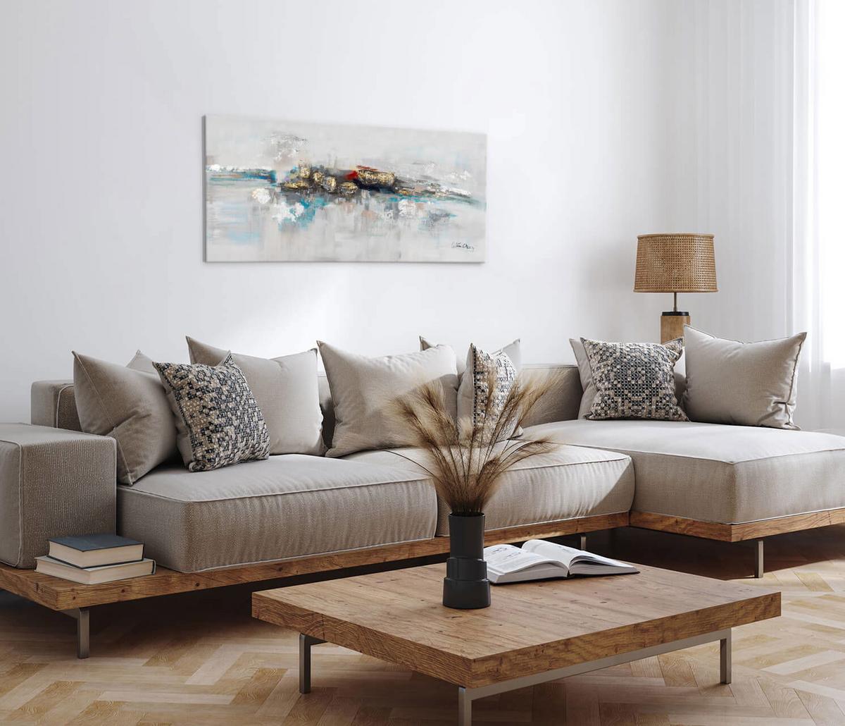 ÖLGEMÄLDE 120/60 cm - Grau, Holz/Textil (120/60cm) - KUNSTLOFT