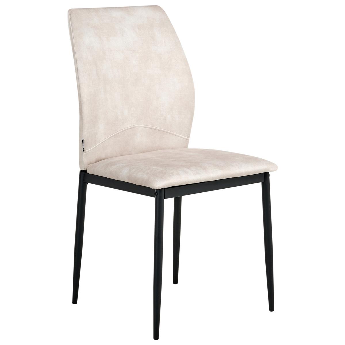 ESSZIMMERSTUHL 4er-Set Hellbeige Rocheport - Beige/Schwarz, Textil (46/89/44cm) - Beliani