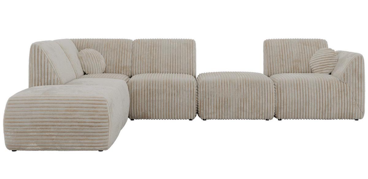 ECKSOFA NOARA 6M L Beige Cord - Links - Beige/Schwarz, Kunststoff/Textil (244/355cm) - MKS