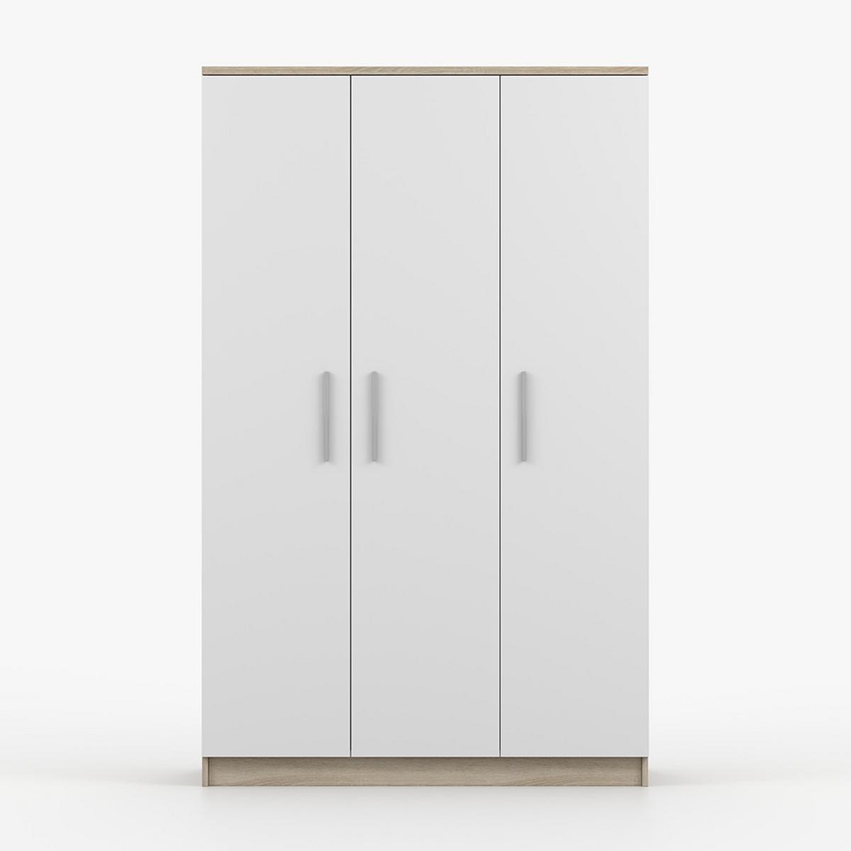 KLEIDERSCHRANK Omega III 19 3D, 120/192/50, 3-türig, Sonoma-Eiche - Weiß, Holzwerkstoff (80/192/50cm) - imoebel24