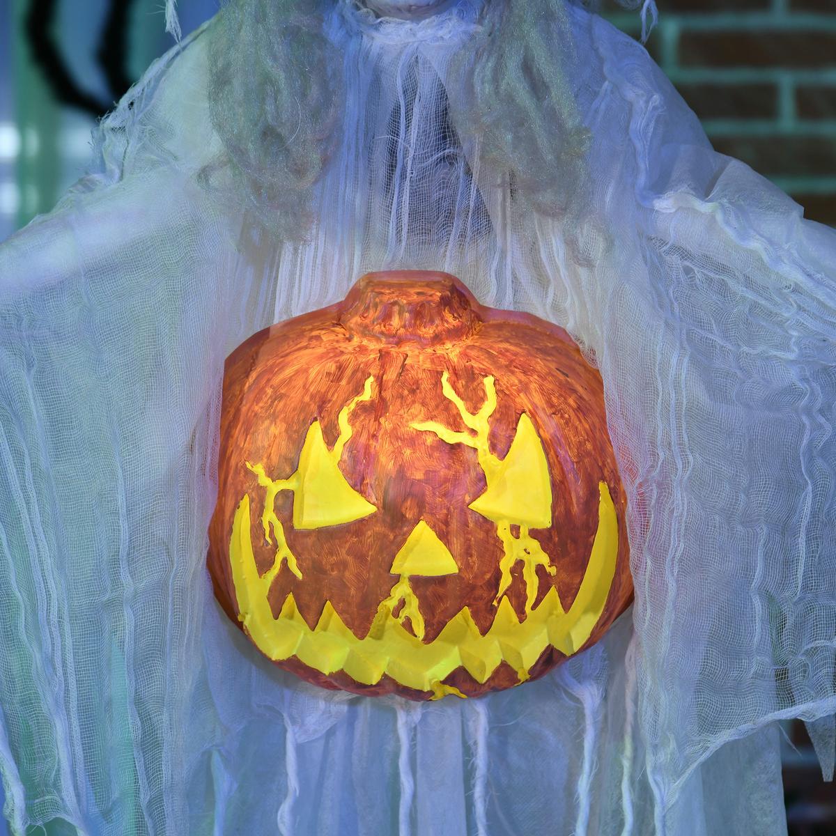 183CM Halloween Dekoration Halloween-Geist mit LED-Lichter, Horror-Geräusche - Weiß, Kunststoff (18/183/60cm) - HOMCOM