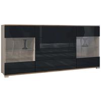 SIDEBOARD Bari Schwarz Hochglanz - Schwarz Hochglanz, Holzwerkstoff (166.5/75.5/35cm) - Vladon