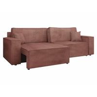 SCHLAFSOFA Karl Cord mit L-Funktion - Schwarz/Rosa, Holz/Kunststoff (245/82/139cm) - MIRJAN24