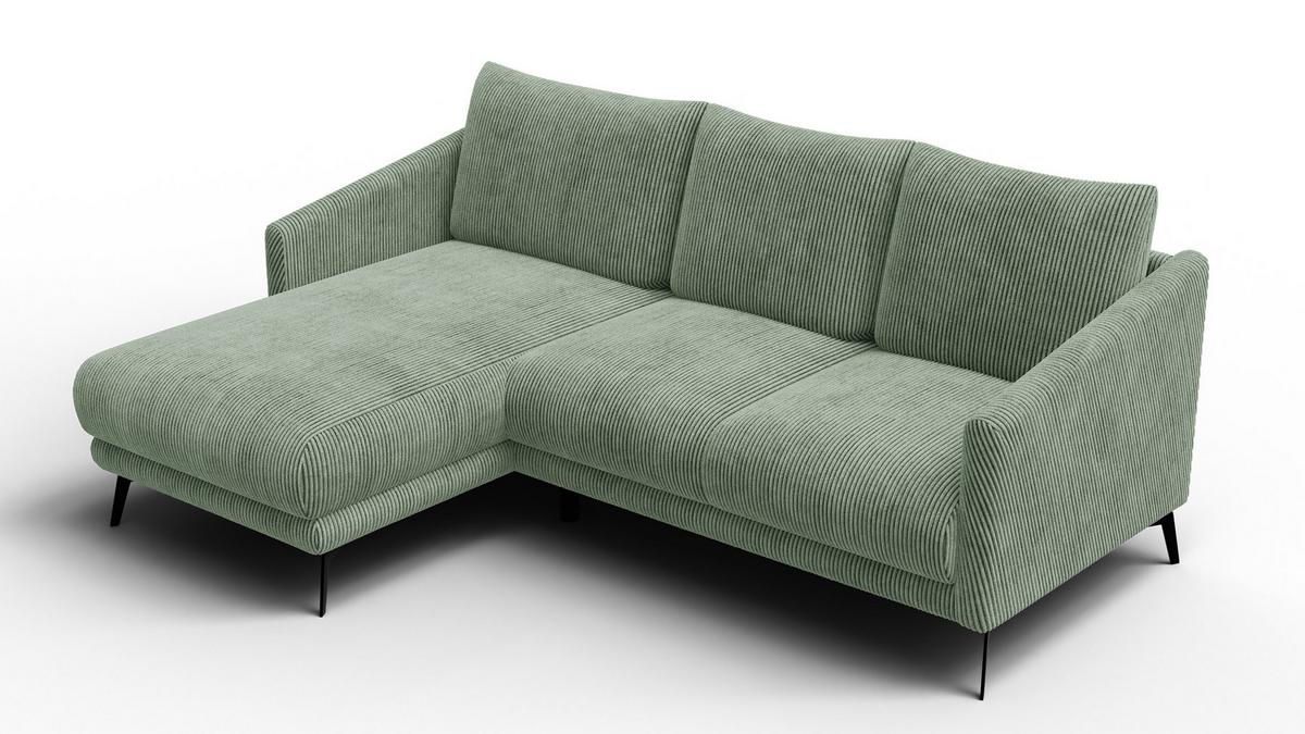 ECKSOFA VILT 3-Sitzer, mint - Schwarz/Mintgrün, Holzwerkstoff/Textil (221/156cm) - Wozimo