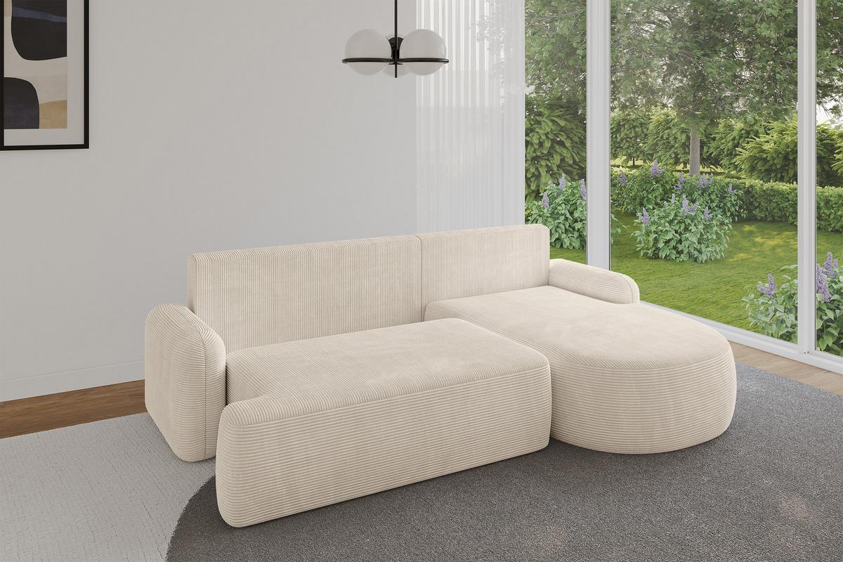 ECKSOFA mit Schlaffunktion und Bettkasten LIRA-L - 264x172x89 Beige - Beige, Holzwerkstoff/Textil (172/264cm) - ALTDECOR