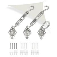 SCHWERLAST Befestigungsset für Dreieck Sonnensegel - Silberfarben, Metall (2.5/22cm) - Amanka