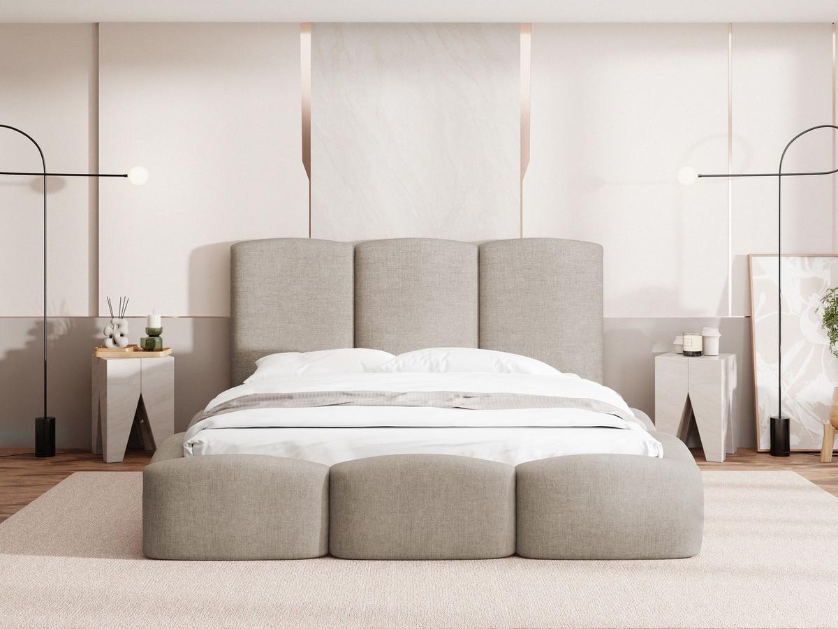 POLSTERBETT Harmony mit Bettkasten & Lattenrost in Beige Chenille 120 x 200 cm - Hellbraun/Beige, Holzwerkstoff/Kunststoff (120/200cm) - WFL GROUP