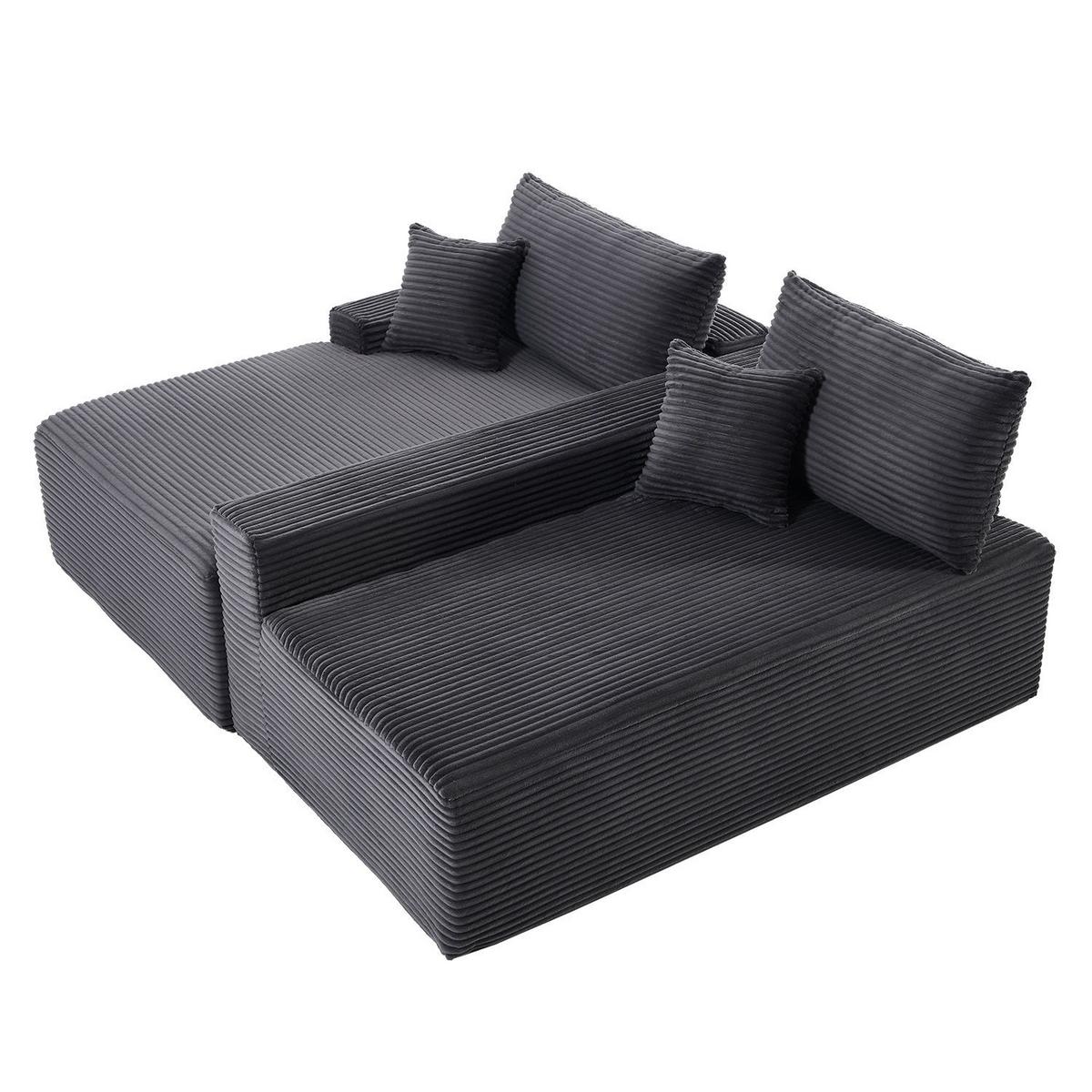 SOFA Coredo dunkelgrau Cord - Dunkelgrau, Textil (155/250cm) - Juskys