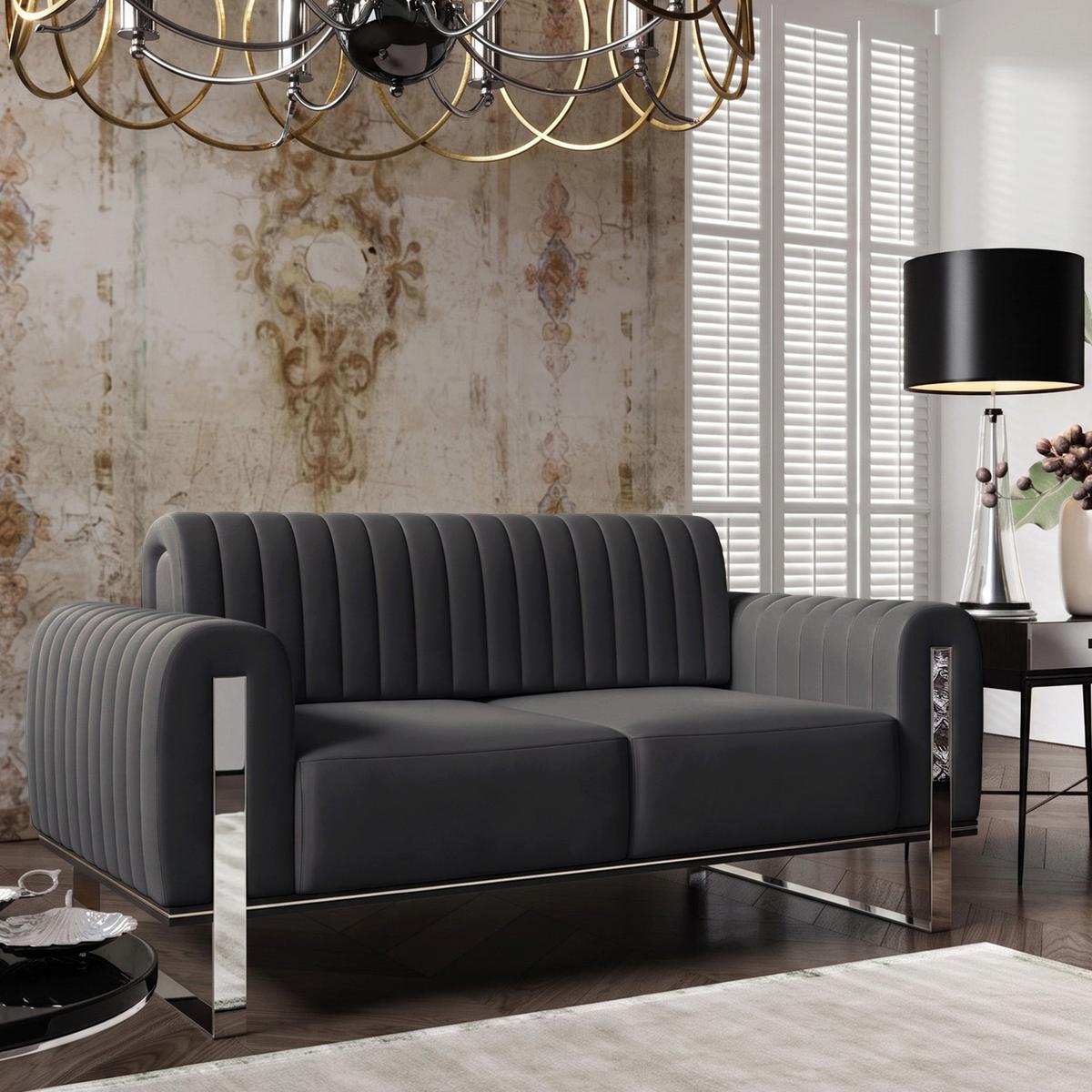 SOFA Parissa 164 cm - Dunkelgrau, Textil/Metall (164/79/92cm) - Selsey
