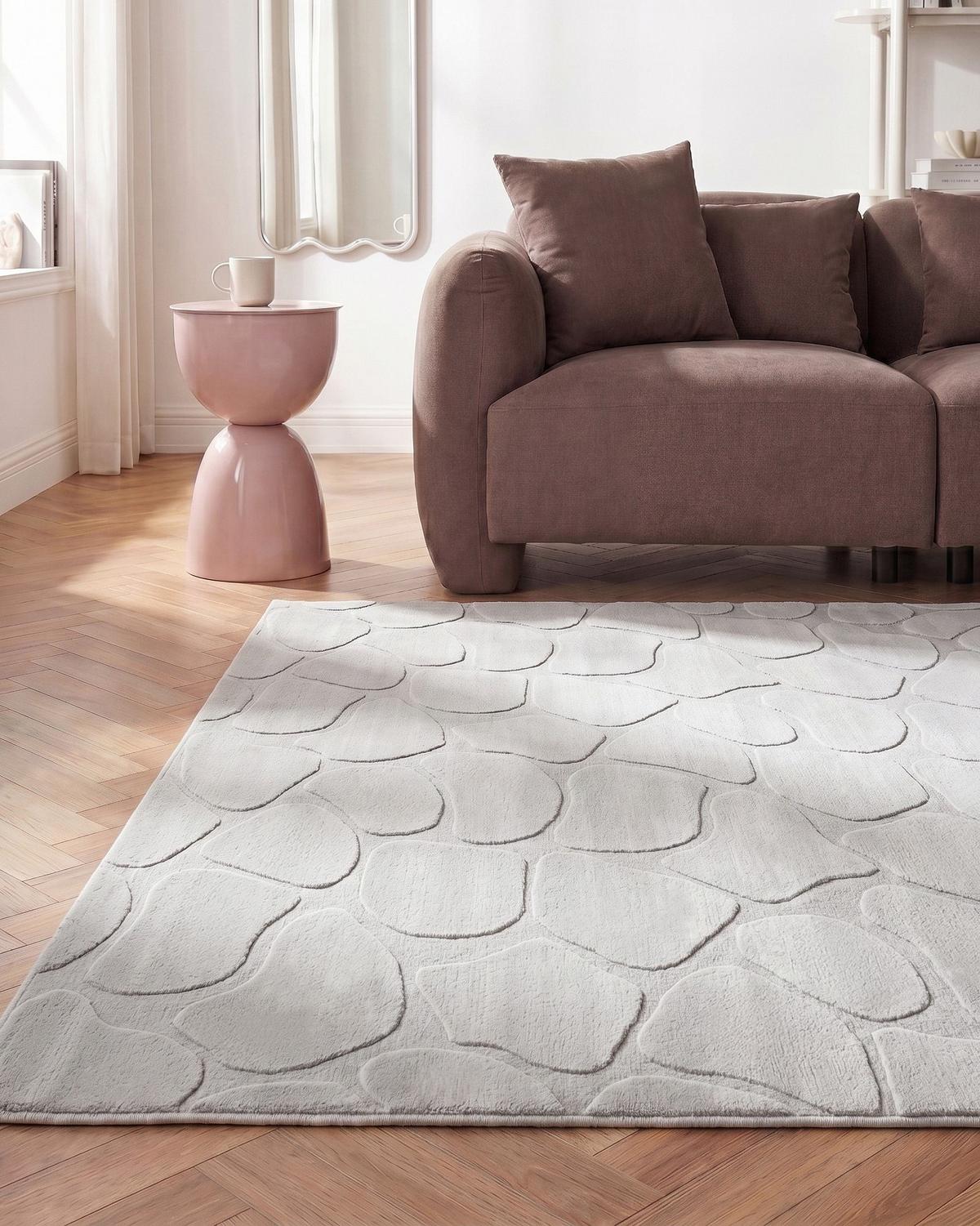 TEPPICH Hellgrau 160/230 cm Kawi - Hellgrau/Grau, Textil (160/230cm) - Beliani