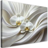 LEINWANDBILD Weiße Orchidee 3D Abstraktion 100x70cm - Weiß, Textil (100/70cm) - Feeby