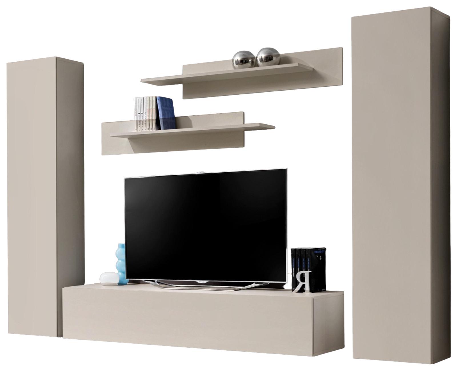 WOHNWAND Kaschmir 5-teilig 260 cm, Schrankwand hängend mit Push-to-Open - Kaschmir, Holzwerkstoff (260/170/40cm) - Inn.Furn