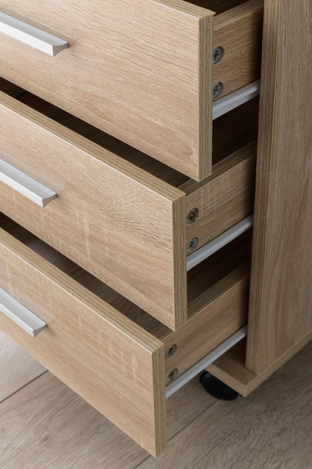 ROLLCONTAINER 4 Schubladen Ablage Melaminbeschichtet ISONZO, Beige 40x33x71 cm - Beige/Schwarz, Holz/Kunststoff (40/71/33cm) - KADIMA DESIGN