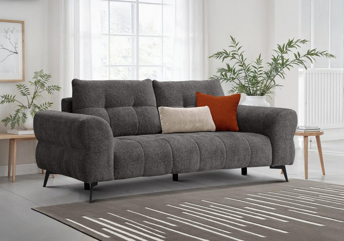 SOFA SALVINI 3-Sitzer, dunkelgrau - Dunkelgrau, Holz/Textil (237/88/99cm) - Wozimo