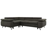 ECKSOFA ORSO L Anthrazit Velvet - Links Seite - Anthrazit/Schwarz, Textil/Metall (197/268cm) - MKS