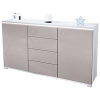 SIDEBOARD Faro Sandgrau Hochglanz - Sandfarben, Holzwerkstoff (138.5/75.5/35cm) - Vladon