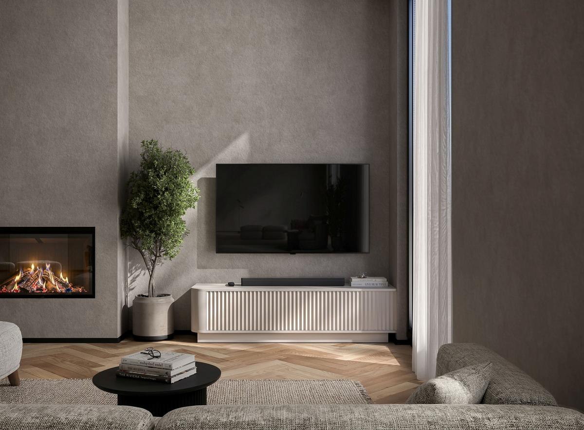 TV-LOWBOARD Aurora Kaschmir matt 140 cm mit Sockel - Kaschmir, Holzwerkstoff (140/37/35cm) - Meble Lindner