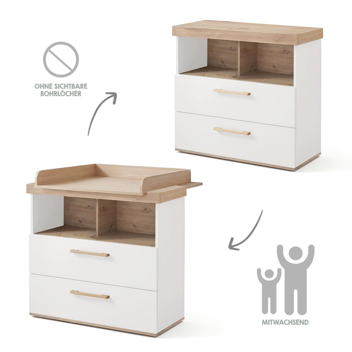 BABYZIMMER-SET Jimmy 3-teilig - Weiß, Holzwerkstoff (138/195/53cm) - Roba