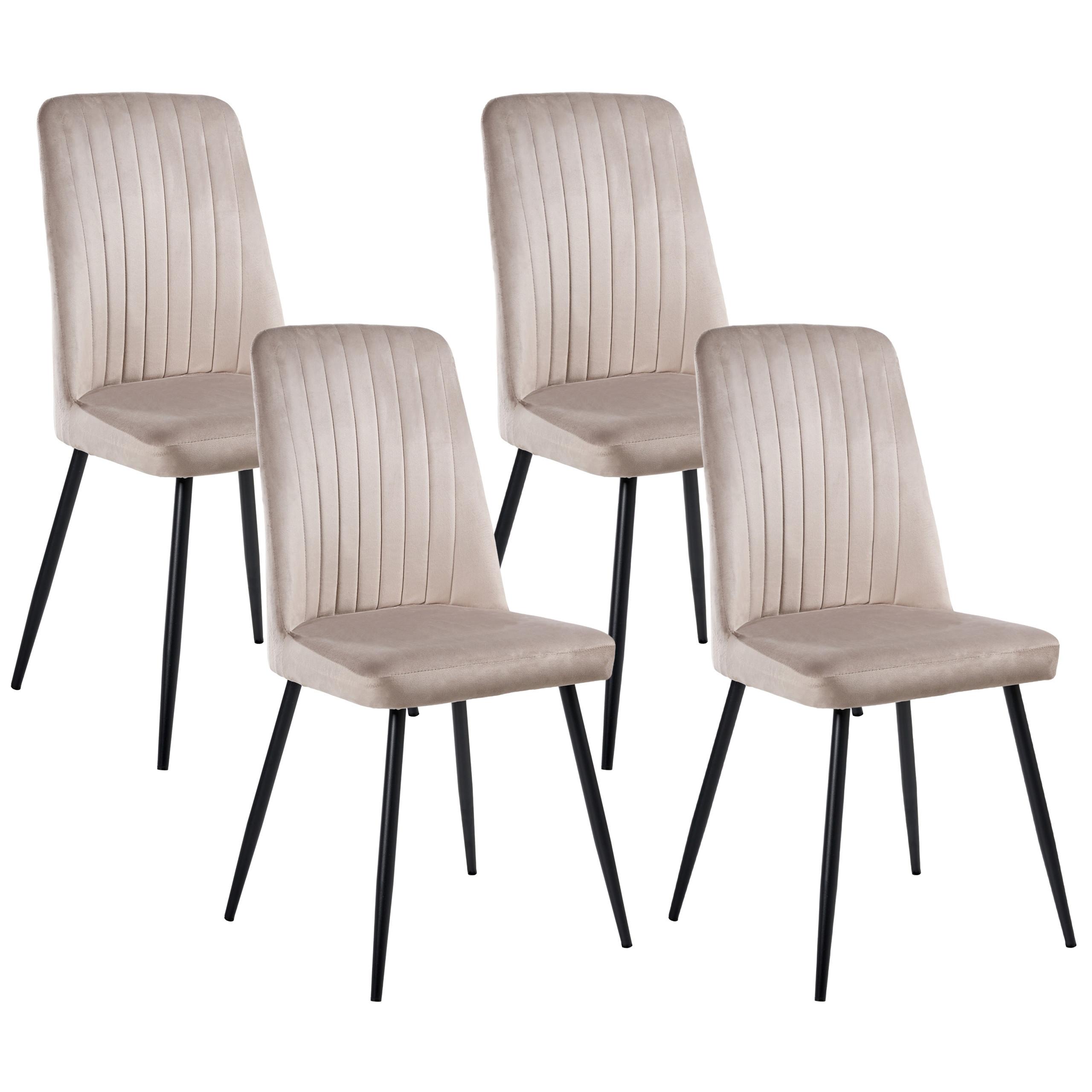 ESSZIMMERSTUHL 4er-Set Beige Kirby - Beige/Schwarz, Textil (47/91/49cm) - Beliani