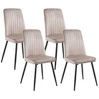 ESSZIMMERSTUHL 4er-Set Beige Kirby - Beige/Schwarz, Textil (47/91/49cm) - Beliani