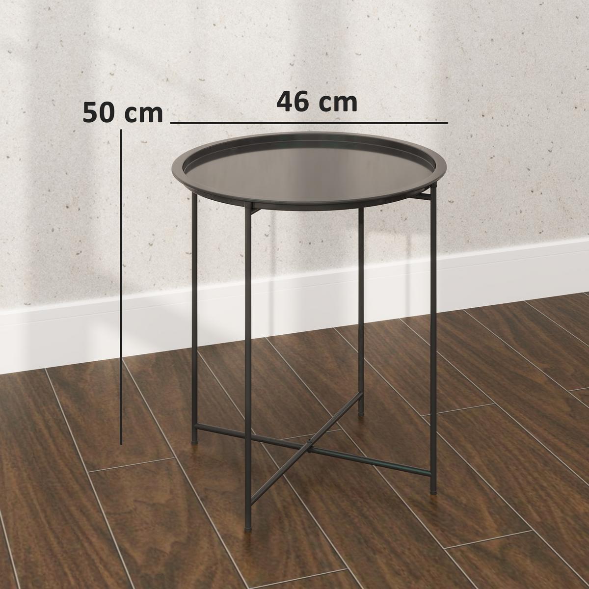 BEISTELLTISCH klappbar Ø46 x 50 cm Rund wetterfest Balkontisch - Schwarz, Metall (46/46/50cm) - Outsunny