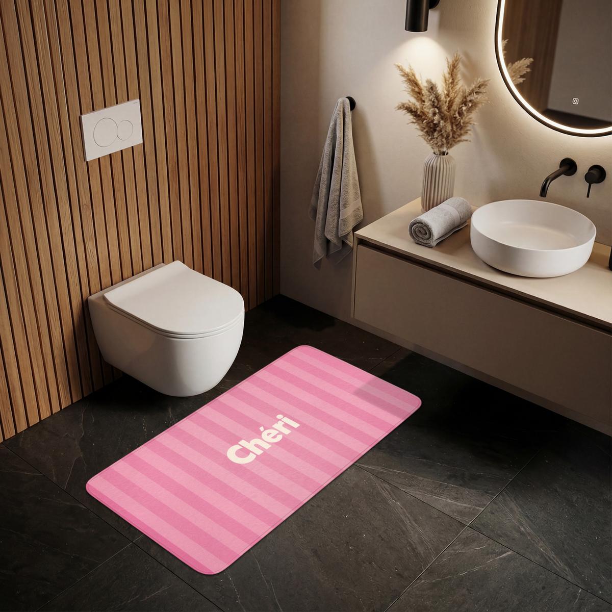 WC-VORLEGER Gestreift - Rosa - Chéri WC Teppich 120x60 cm - Pink, Textil (120/1cm) - OnlyWow