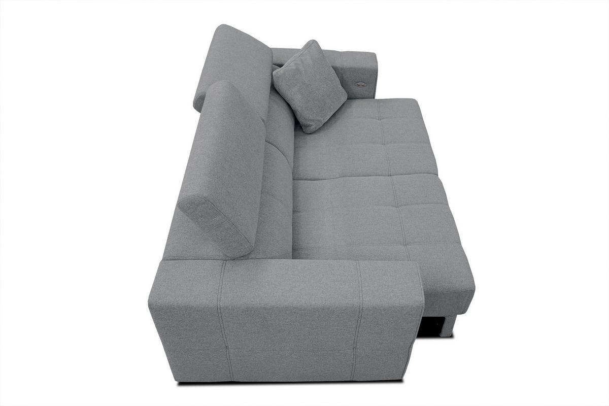 SOFA QUARTZ 3-Sitzer mit Ausziehsitz, grau - Grau, Holzwerkstoff/Textil (202/80/102cm) - Wozimo