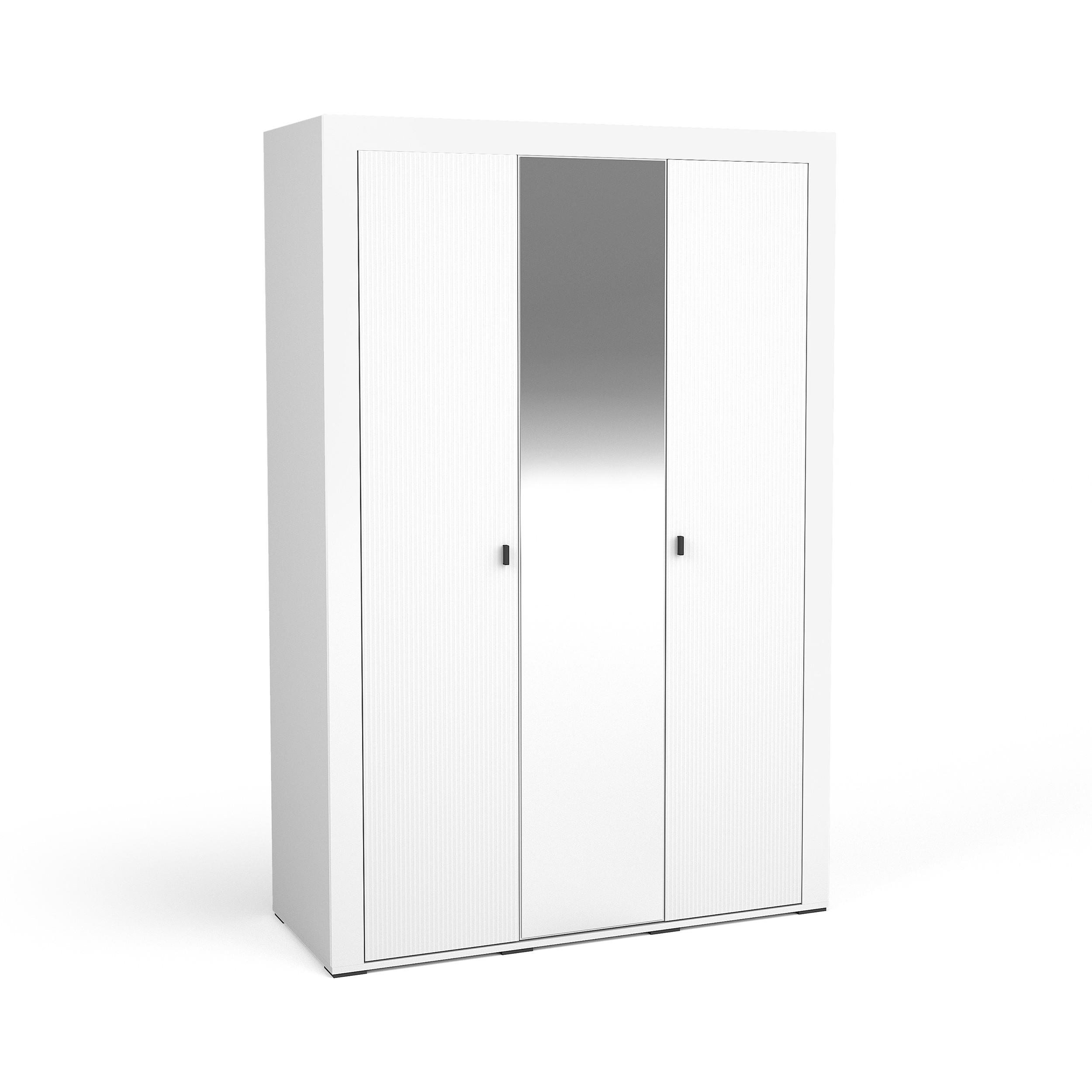 DREHTÜRENSCHRANK Monta mit 3 Türen, Weiß - Weiß, Holzwerkstoff (137/206/56cm) - Beautysofa