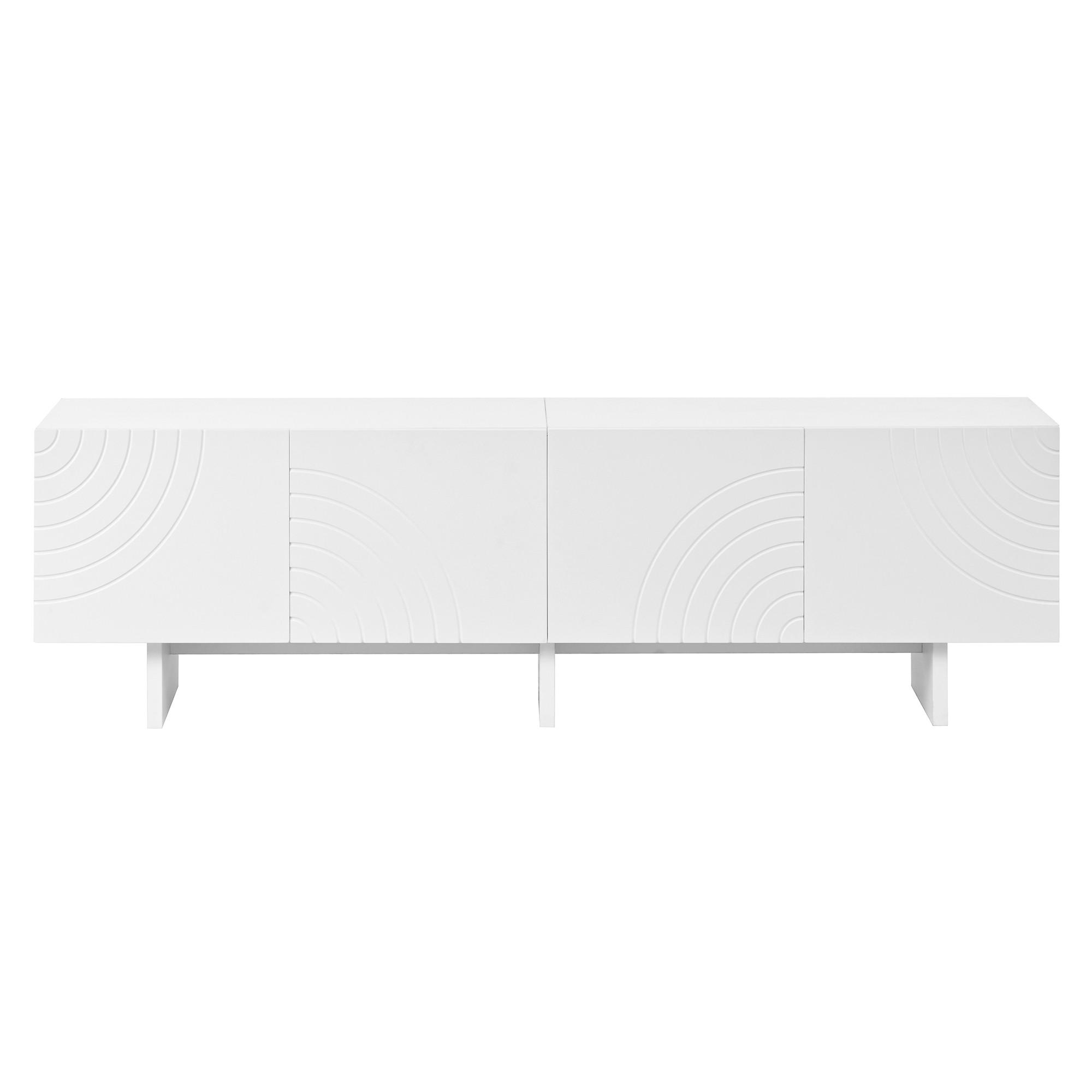 LOWBOARD Weiß 170cm, 4 Türen mit Bogenmuster - Weiß, Holzwerkstoff (170/50/35cm) - Urban Meuble