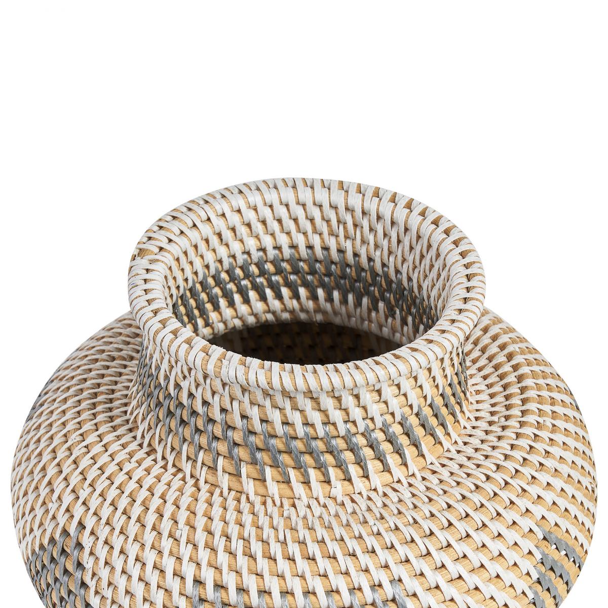 DEKOVASE Rattan weiß Asahan - Weiß, Naturmaterialien (22cm) - Beliani
