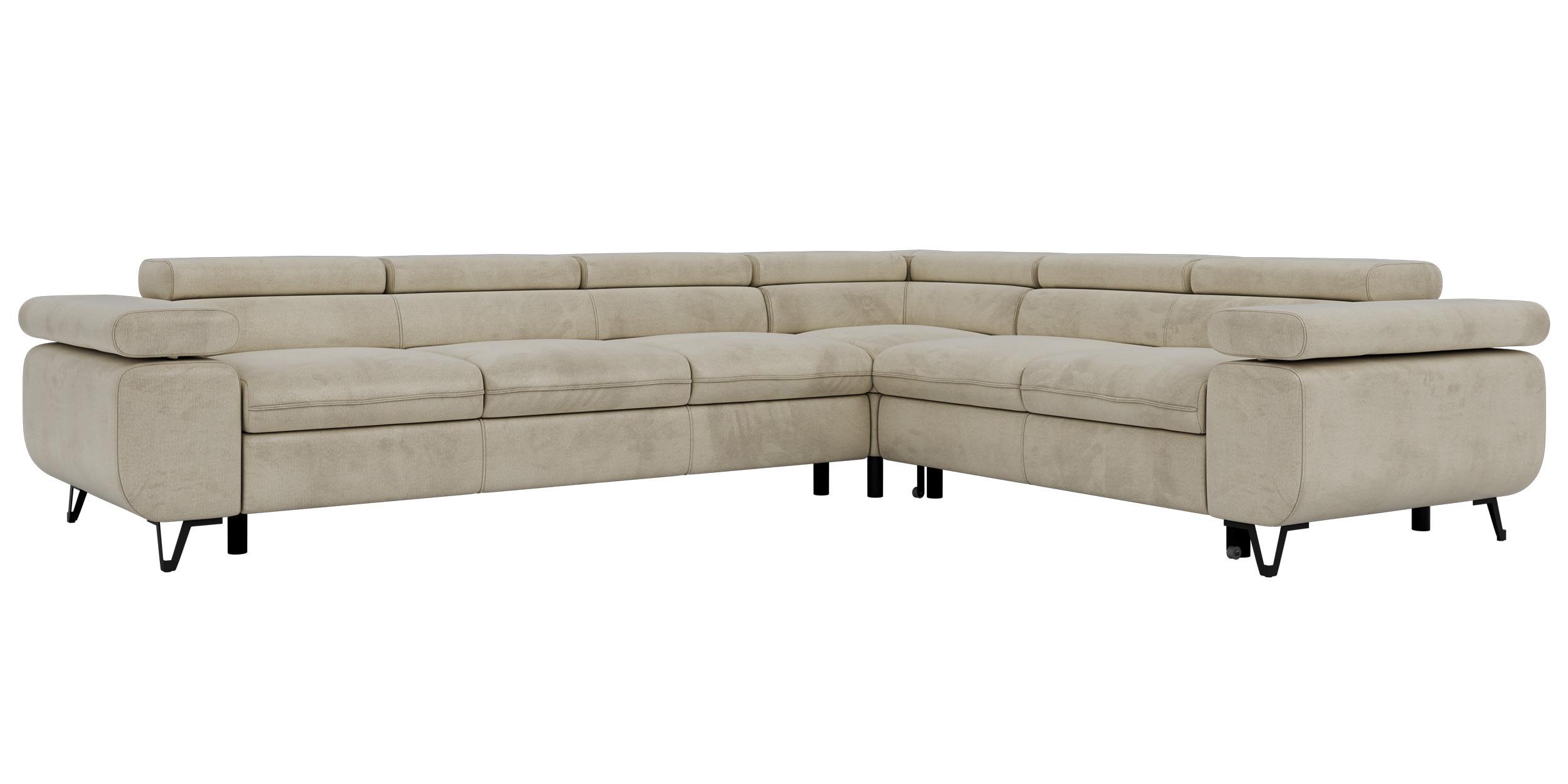 ECKSOFA NORDEN L - Beige Velvet - Links Seite - Beige/Schwarz, Textil/Metall (269/329cm) - MKS