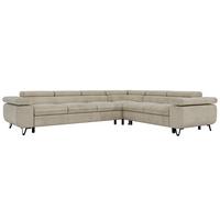 ECKSOFA NORDEN L - Beige Velvet - Links Seite - Beige/Schwarz, Textil/Metall (269/329cm) - MKS