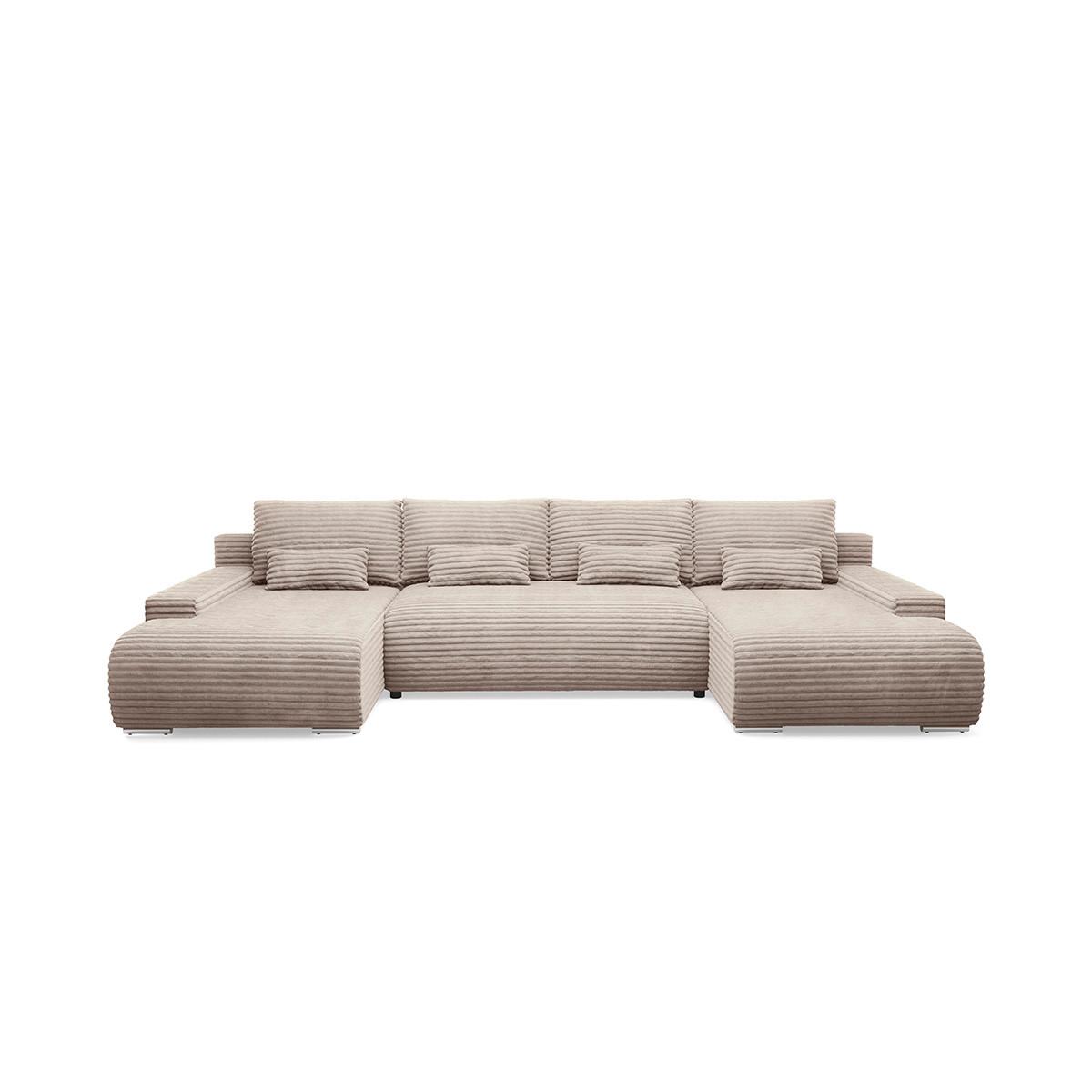 PANORAMASOFA Ivana 4 Sitzplätze Taupe - Taupe, Holz (350/85/172cm) - Petits-meubles