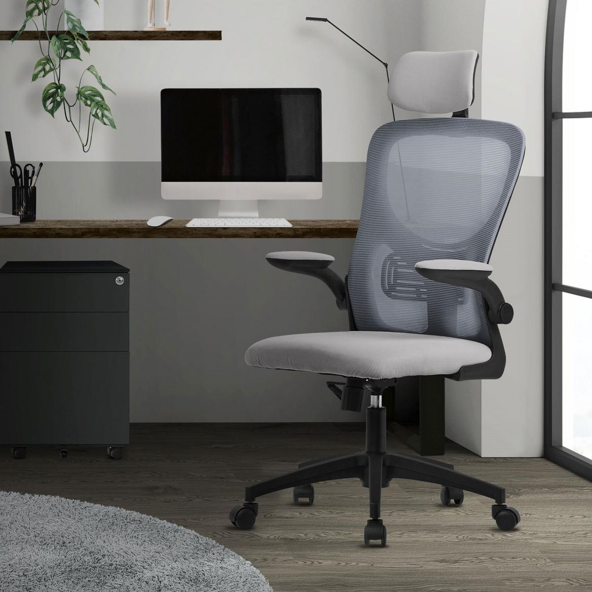 BÜROSTUHL Grau - Schwarz/Grau, Kunststoff (60.5/121/60cm) - ML-DESIGN