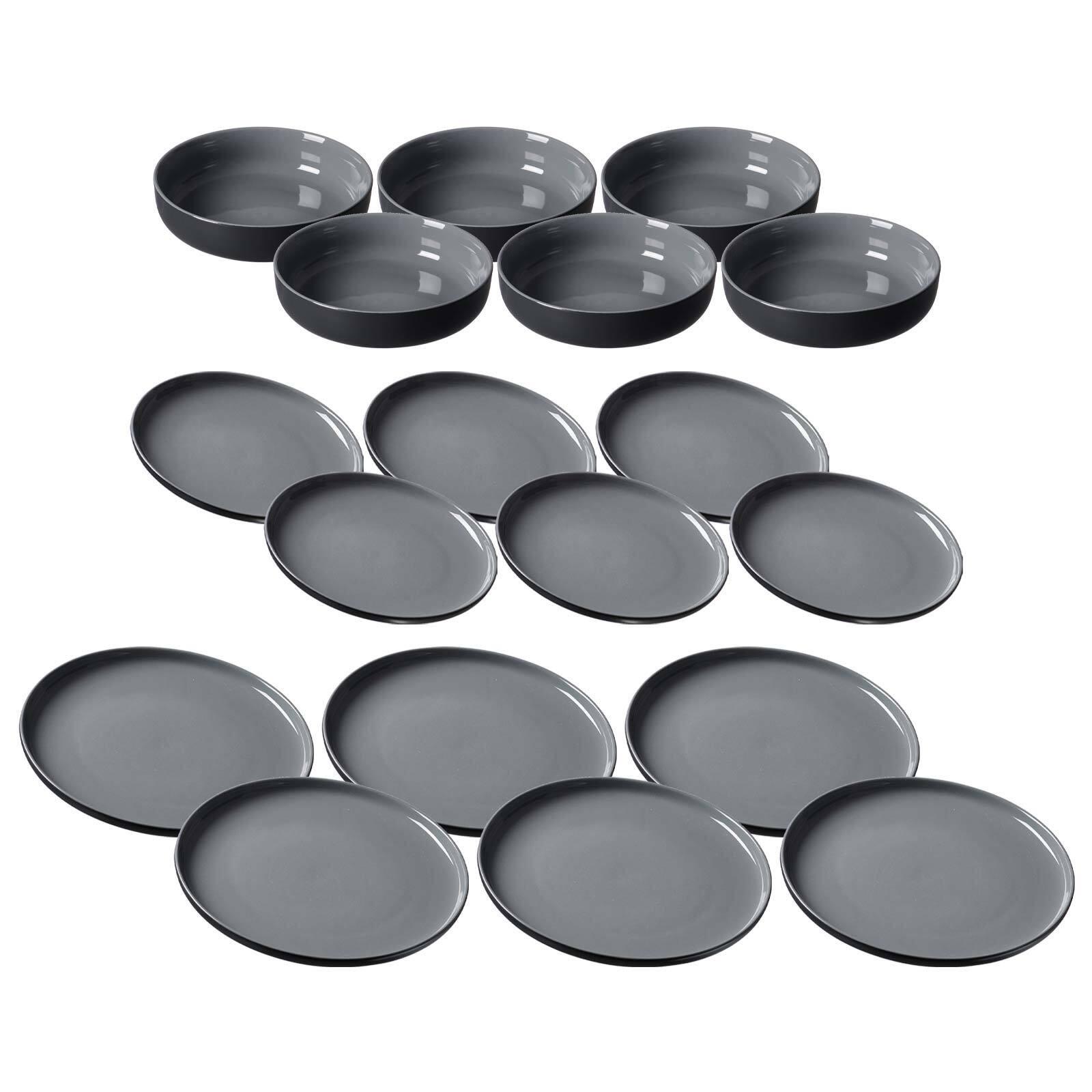 TELLER UND SCHALENSET Jasper schwarz 18er Set - Schwarz, Keramik (2/2/2cm) - Ritzenhoff Breker