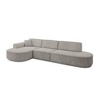 ECKSOFA Ottomane Links MARI-L2-v3 - 328x171x83 cm Hellbraun Velours - Hellbraun/Schwarz, Holzwerkstoff/Kunststoff (328/171cm) - ALTDECOR