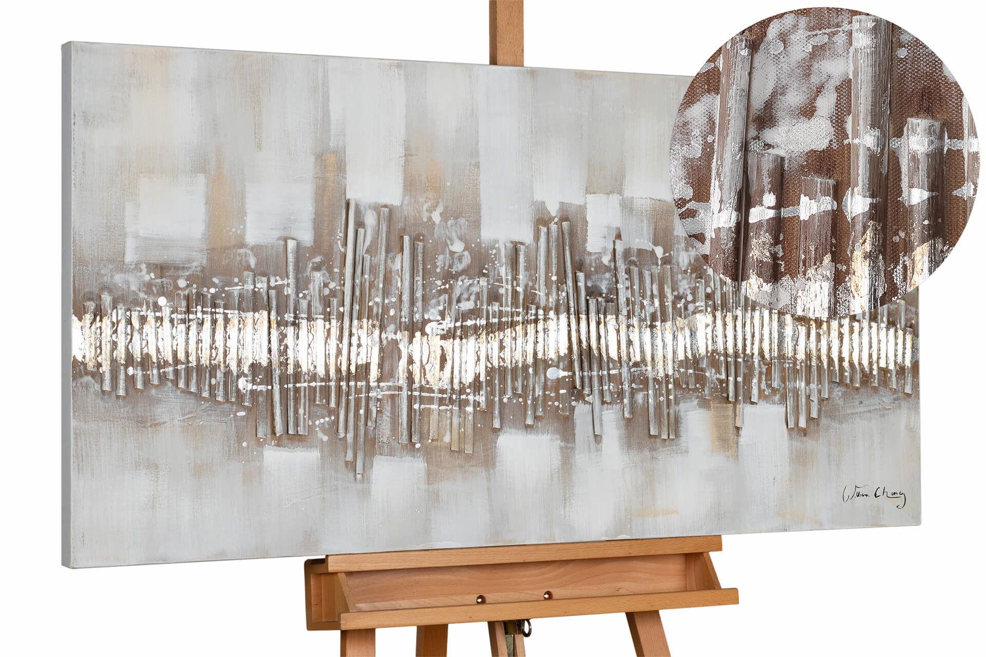 ÖLGEMÄLDE 120/60 cm - Beige/Grau, Holz/Textil (120/60cm) - KUNSTLOFT
