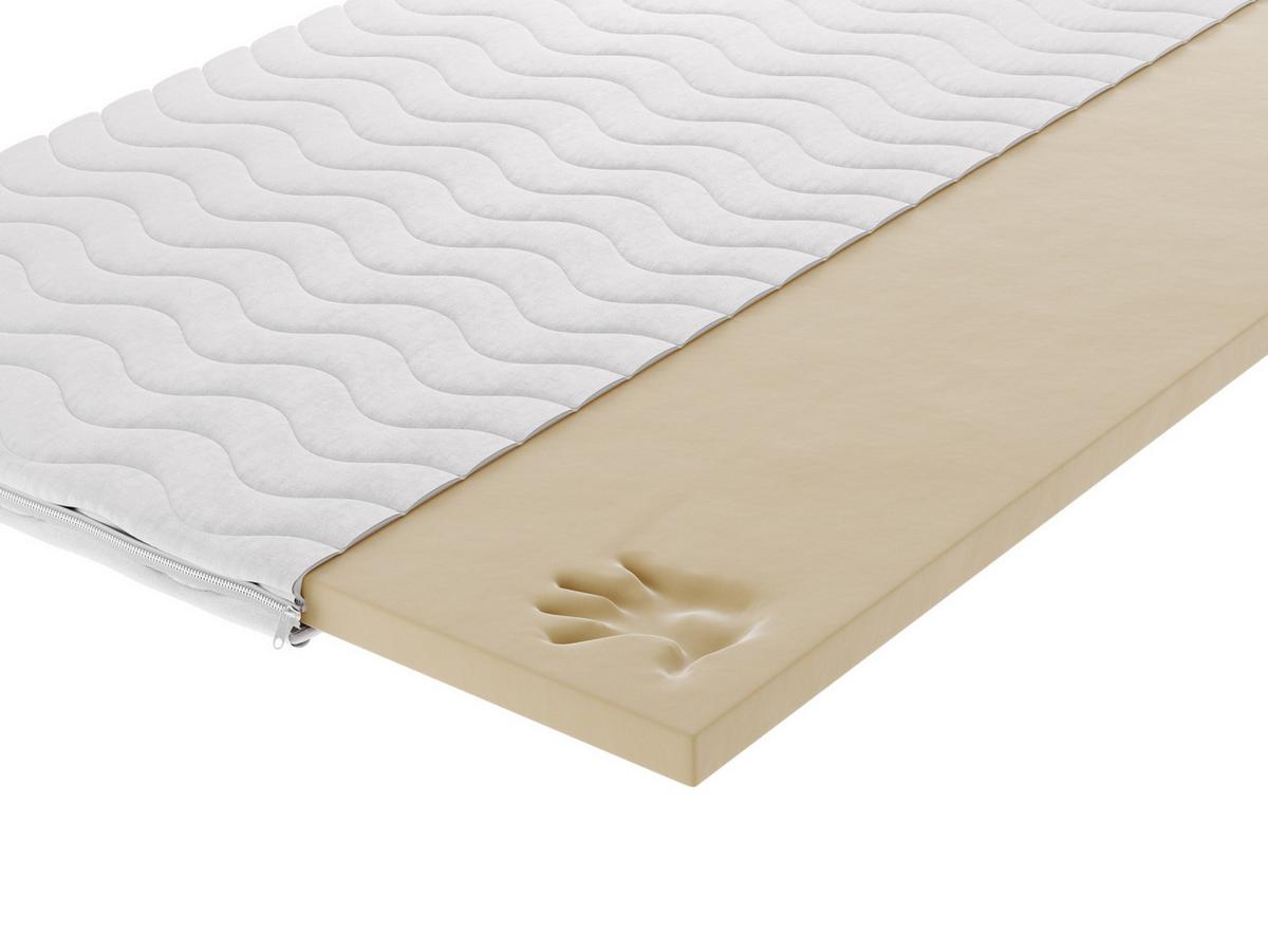 KALTSCHAUMMATRATZE TOPPER VELVION VISCO 140x200, H1, Höhe ca.: 5 cm - Weiß, Textil - MASSENO
