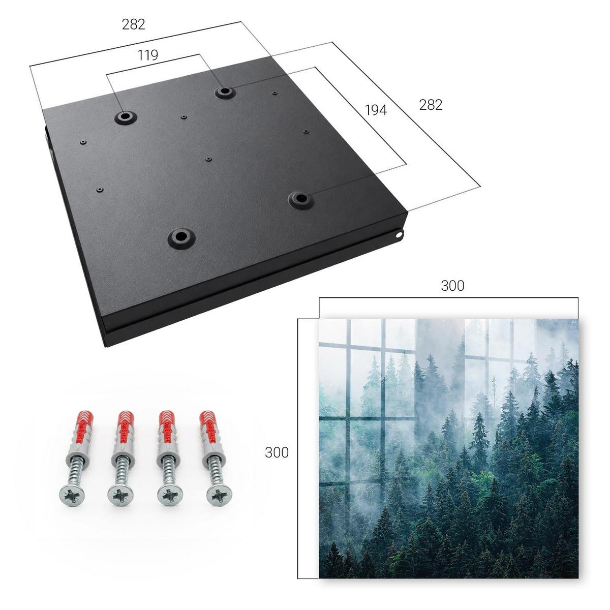 SCHLÜSSELBOX Schwarz 30x30 cm- Türöffnung nach rechts - Grüner Wald - Grün, Metall (30/30/5cm) - TULUP