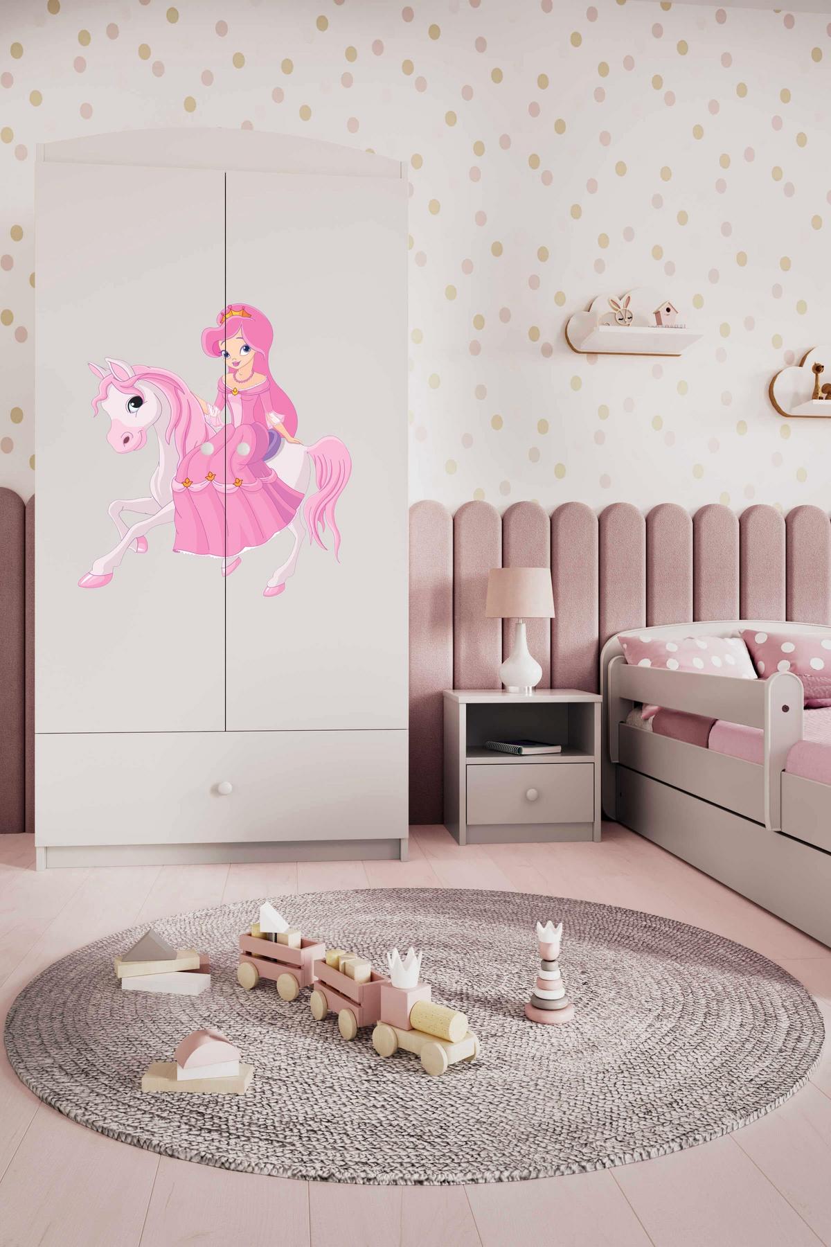 KINDERKLEIDERSCHRANK Prinzessin II - Weiß, Holzwerkstoff (90/175/52cm) - RAUMHIRSCH FURNITURE