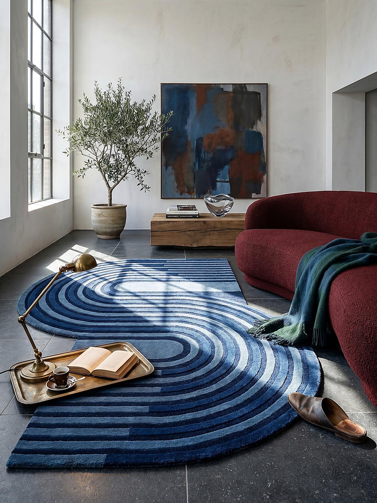 WOLLTEPPICH LEVEN, geometrisch, Blau, 150 x 240 cm - Blau, Textil (240/150cm) - KADIMA DESIGN