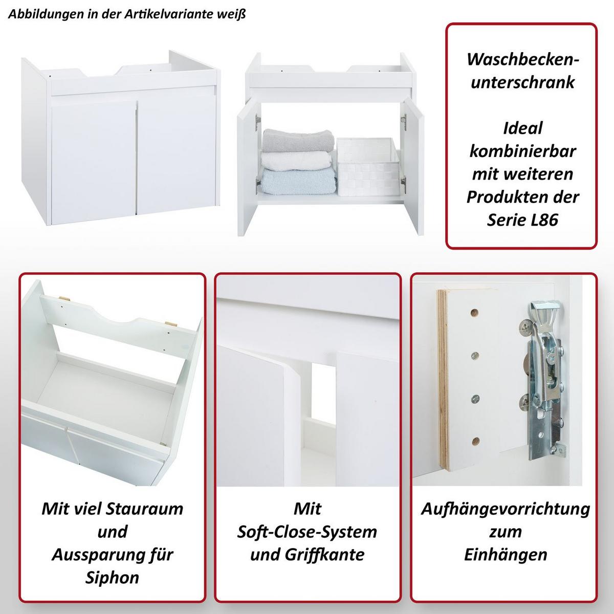WASCHBECKENUNTERSCHRANK Schwarz - Schwarz, Holzwerkstoff (59/48/45cm) - MCW