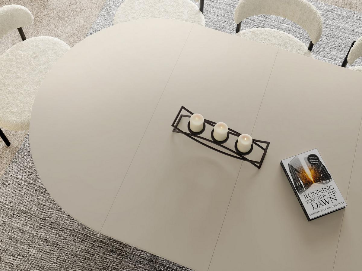 ESSTISCH Valeo runder ausziehbarer, Kaschmir Beige Grau 100-180/100/76 cm - Kaschmir/Schwarz, Holzwerkstoff/Metall (180/100/76cm) - WFL GROUP